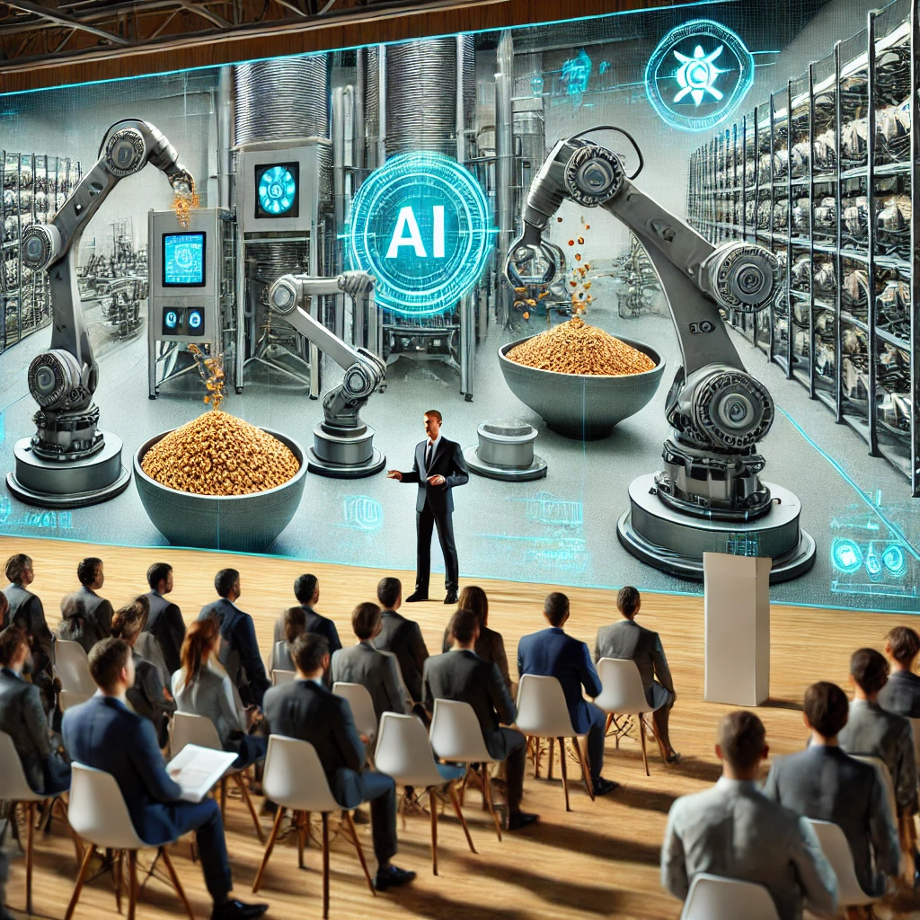 DALL·E 2024-09-18 10.50.13 - A hyper-realistic image for an event focused on artificial intelligence in the cereal production industry